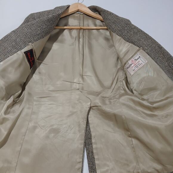 HARRIS TWEED Blazer Mens 38 Sport Coat Brown Jacket 2 Button Hand Woven Scotland - Picture 6 of 10